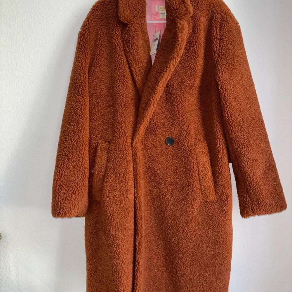 Anthropologie The Silas Sherpa Coat Women's Brown Size L NWT - Picture 5 of 9
